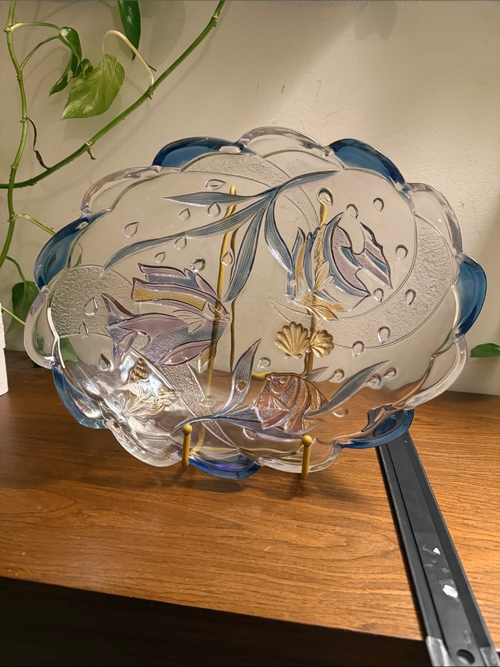 Vintage Mikasa Colorful Fish Savoir Vivre Glass Bowl
